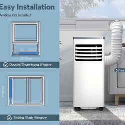 R.W.FLAME 10,000 BTU Portable Air Conditioner for Room Up to 450 Sq.Ft,with Dehumidifier & Fan,Standing Air Conditioner for Room