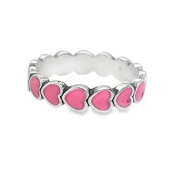 Pink Sterling Silver Heart Ring