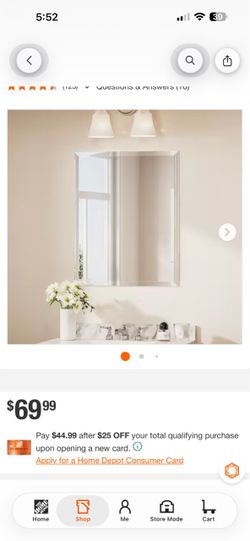 Rectangular Wall Mirror with White Frame