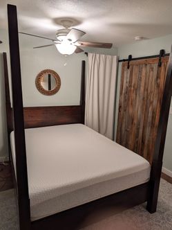 Solid Wood Four Post Queen Bed Frame
