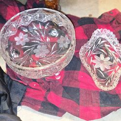 these Two Absolutely stunning antique Brilliant Cut Crystal Glass pieces are Amazing