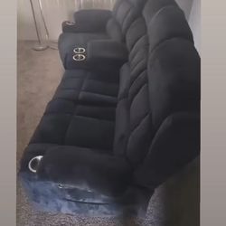 Sofa With Recliner And Charger Ports 
