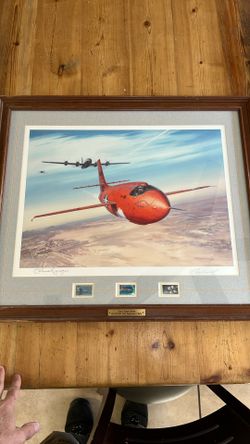 Signed CHUCK YEAGER and Roy Grinnell “World’s First Supersonic Flight” And 3 USAF Stamps. 