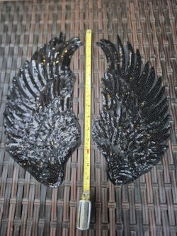 Black Sequin Angel Wing Wall Decor - Pair