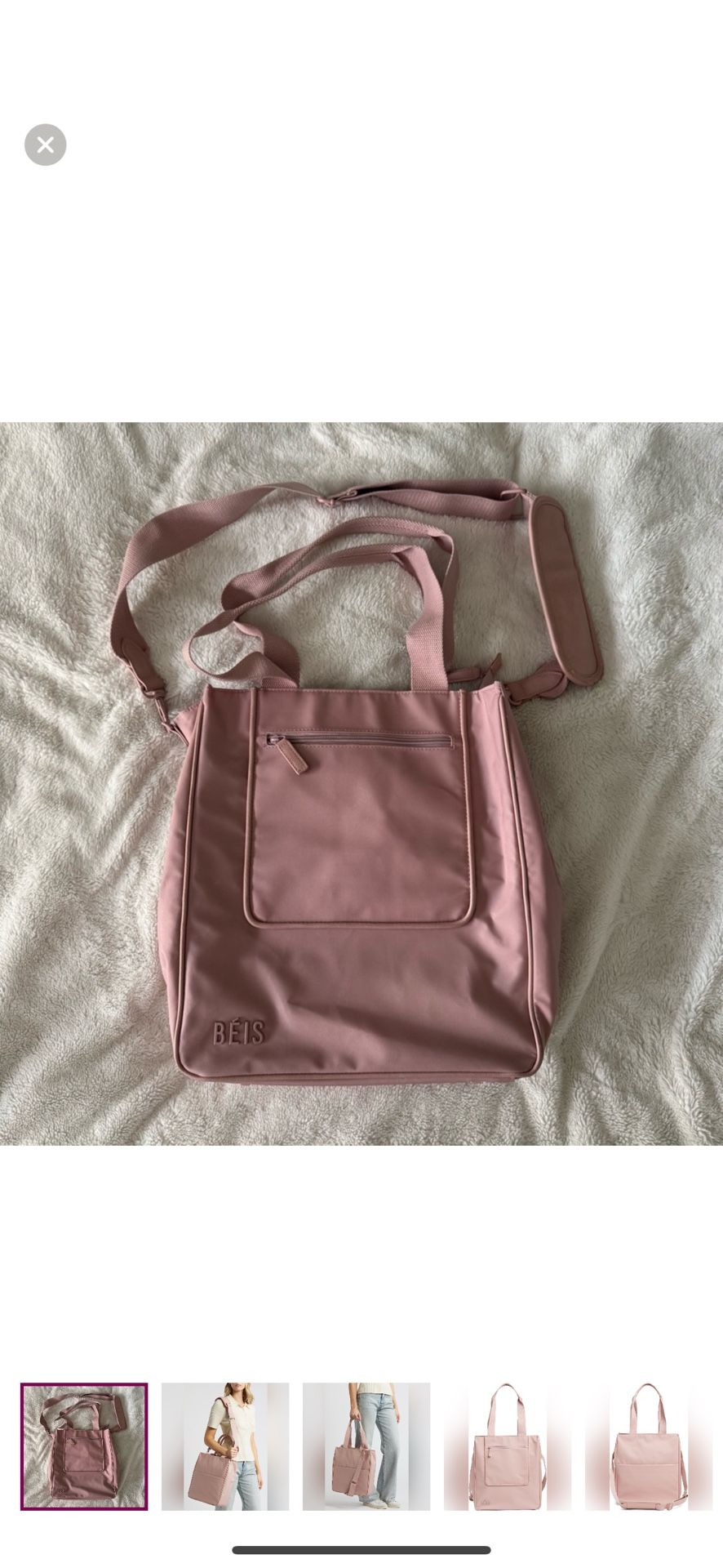 BEIS The North To South Tote Atlas Pink Work Travel Bag Purse carry on Crossbody Strap