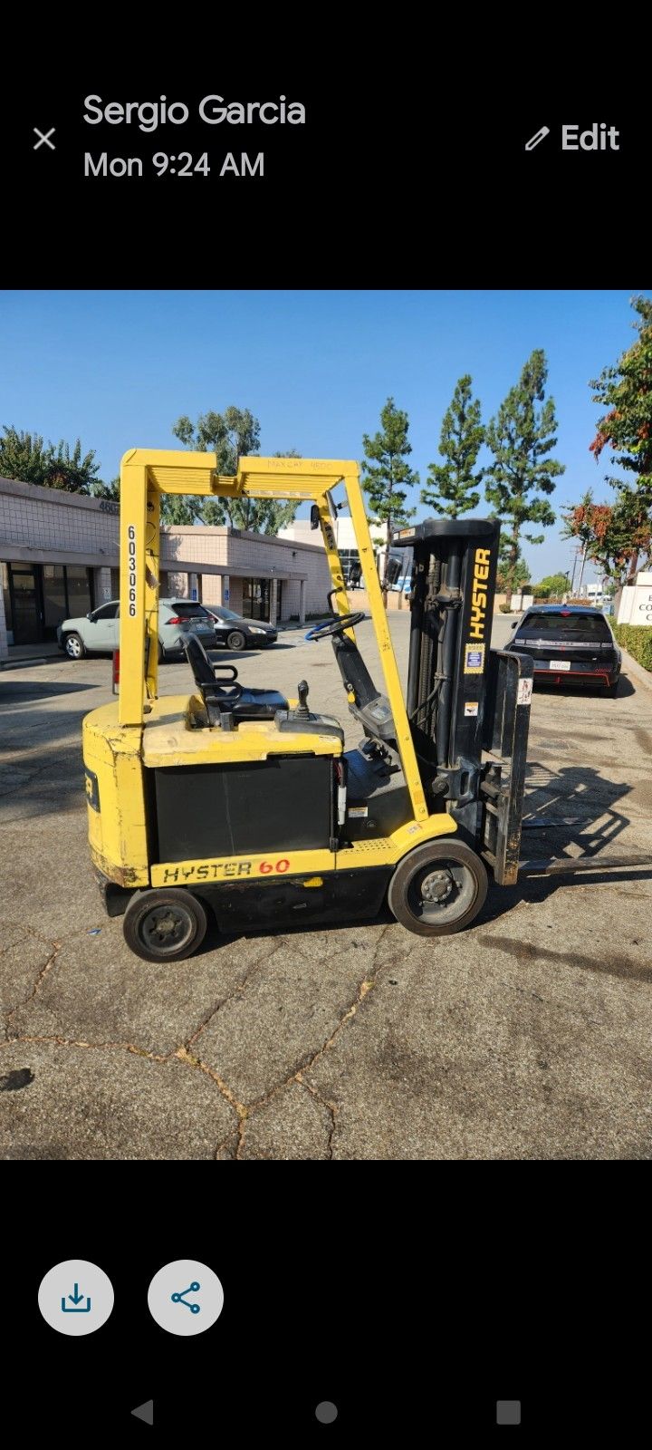 Hyster E60 Solid Tire 36 Volt Electric 192" Lift