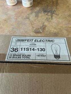 FEIT  Clear bulb, quantity 36, model #11S14-130, VOLTAGE 130 VOLT. New. Extra bulbs from string lights