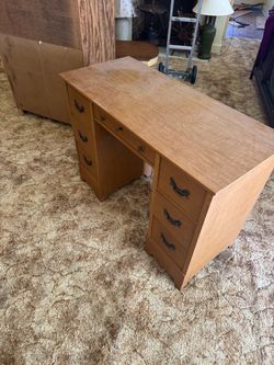 Vintage Wooden Kneehole Desk IT MUST GO/MAKE AN OFFER