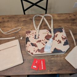 Montana West Purse for Women Tote Bag 3Pcs Set Cow Print Handbags