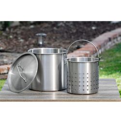 Barton 21Qt Stock Pot w/Strainer Basket Commercial Stainess Steel Food Grade 304 Turkey Deep Fryer Crawfish Clam 59