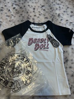 deadly doll chrome hearts tee white