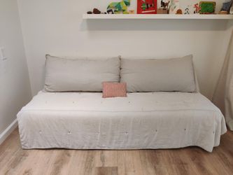 Beige sofa bed, very comfortable