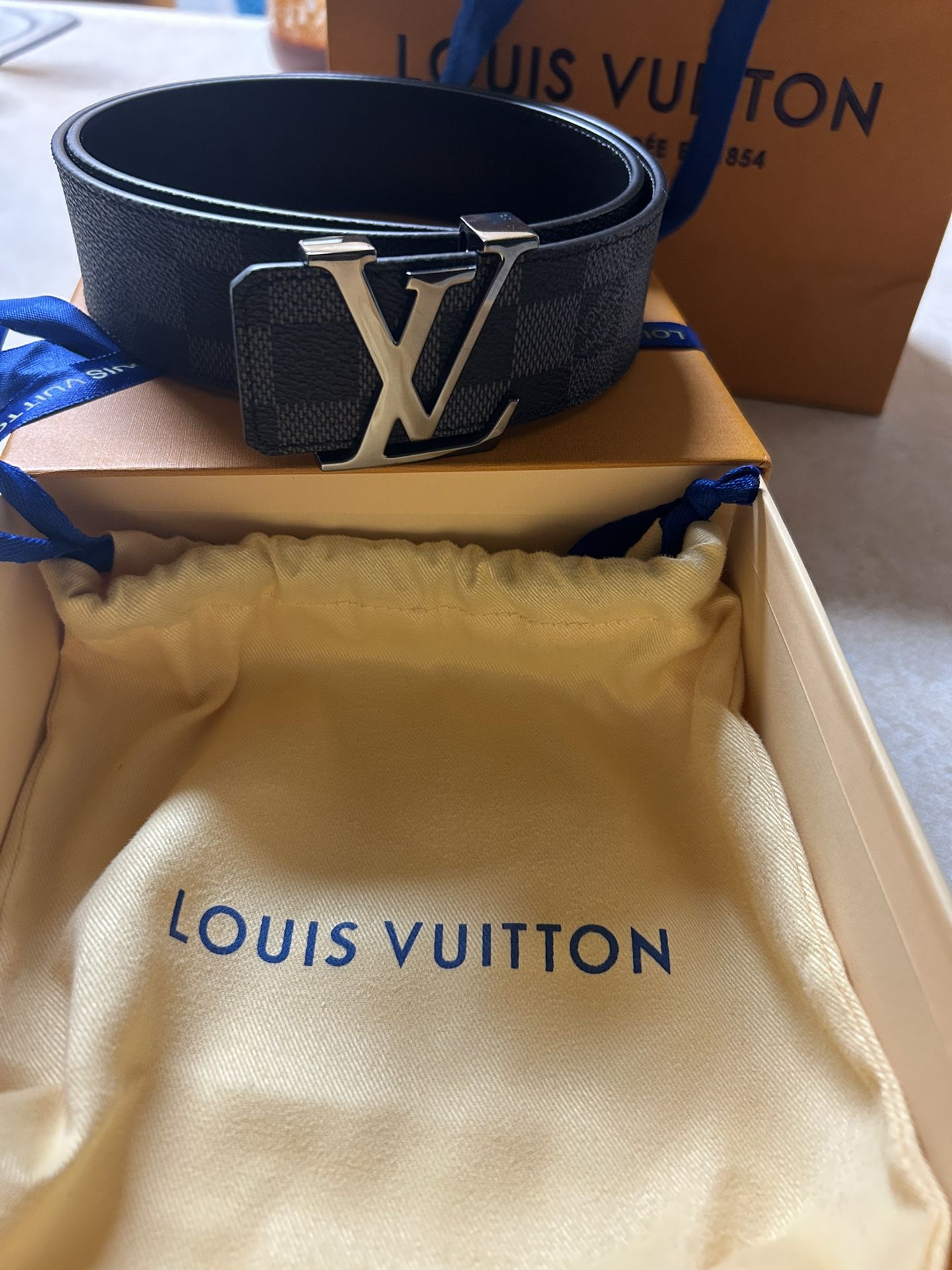 Louis Vuitton Black Checker Belt With Gold Buckle for Sale in San Diego, CA  - OfferUp