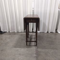 Dark Wood Drop Leaf Console Table with Drawer
