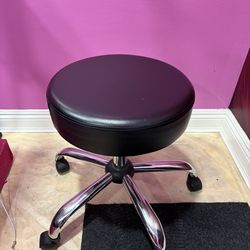 Black Rolling Salon Stool