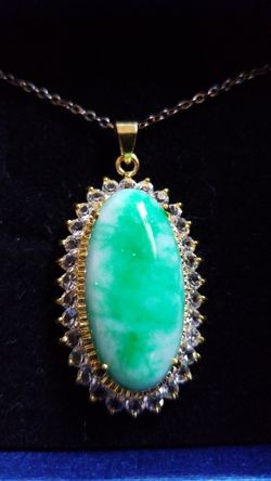 Vintage oval green Jade Pendant