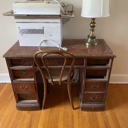 Antique Wood Desk & Chair