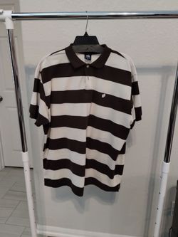 brown and beige hang ten men's polo shirt, size 2XL