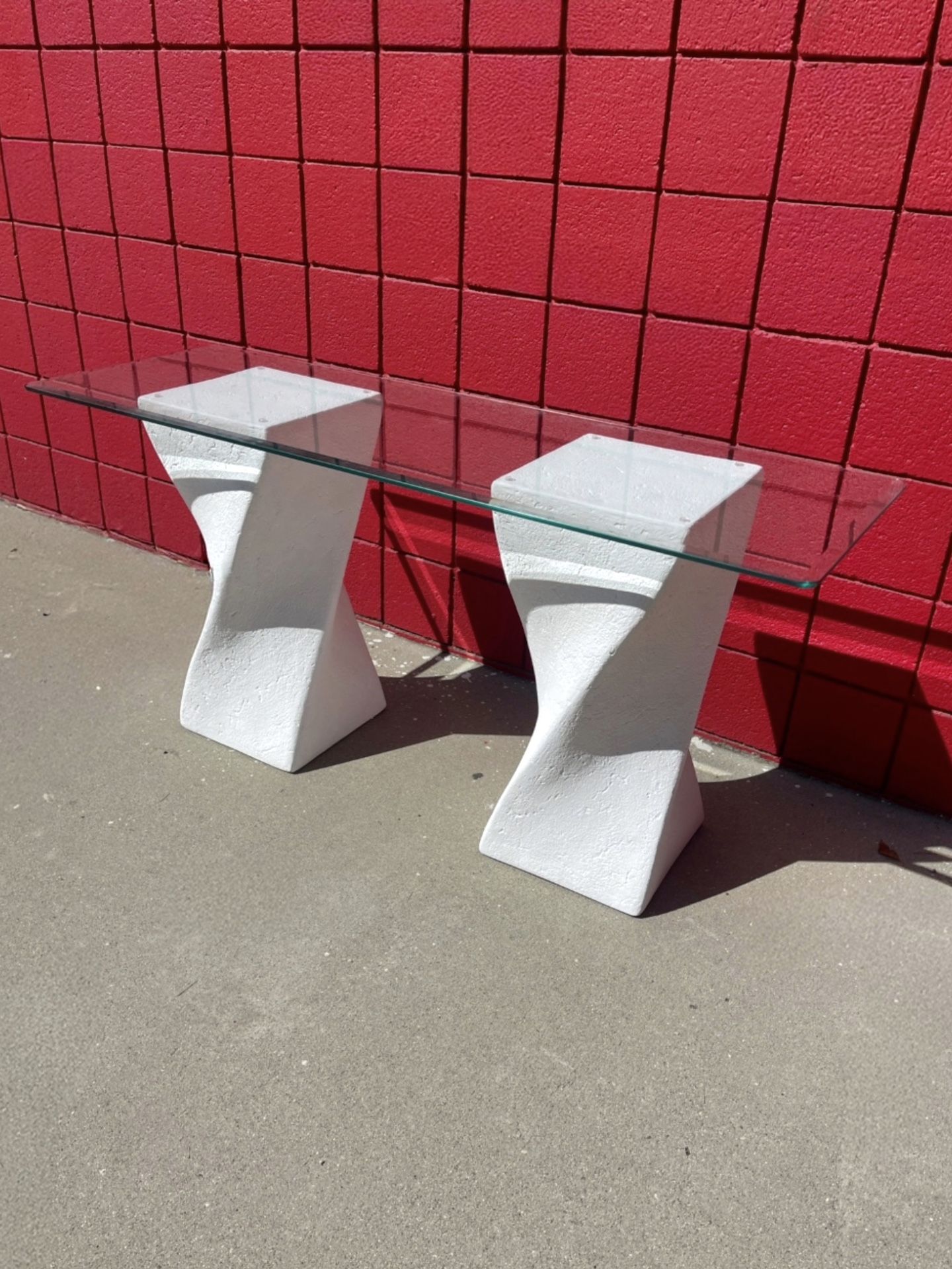1980s Postmodern Plaster & Glass Console Table