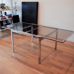 Vintage DIA Chrome Expandable Dining Table, Attributed to Milo Baughman