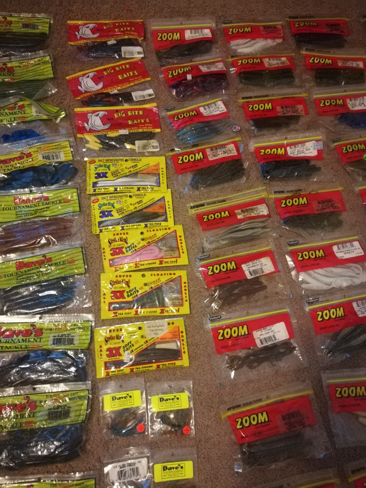 Fishing plastic worms lures 89 bags for Sale in Suffield, CT - OfferUp