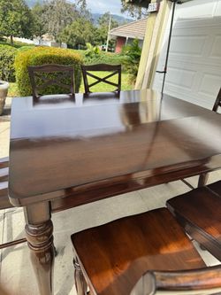 Dark Wood Dining Table with Chairs