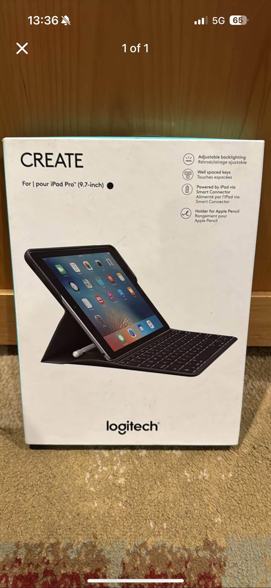 Create Logitech Bluetooth Keyboard Case for Apple iPad Pro 9.7” w Pencil Holder Brand New $30 or best offer