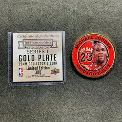 RARE Limited Edition Michael Jordan /300 GOLD 39MM NBA Collectors Coin 
