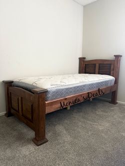 Twin Solid Wood Bed With Mattress $380