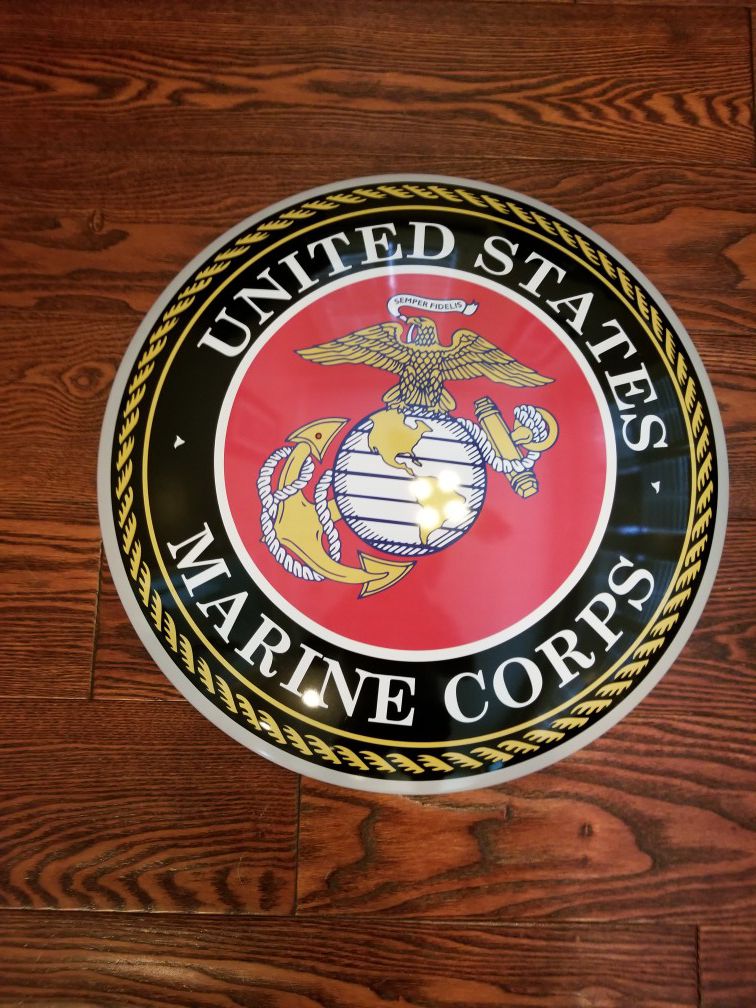 15" USMC Marines Domed Metal Sign