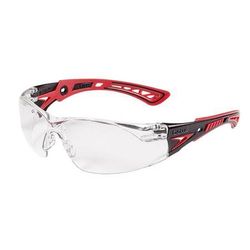 NEW Bolle Rush Plus Safety Glasses Black/Red Temples Clear Anti-Fog Lens