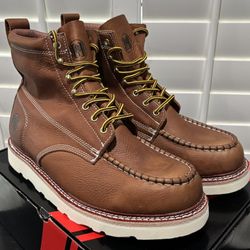 NEW Handpoint Classic 6" Soft Toe Leather Brown Wedge Work Boots (Men’s Size 14)-$75