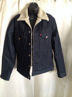 Dark denim Levi Strauss Sherpa lined truckers dream
