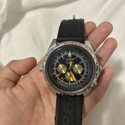 Breitling Chronograph Automatic Black Dial Rubber Strap Stainless Steel Case