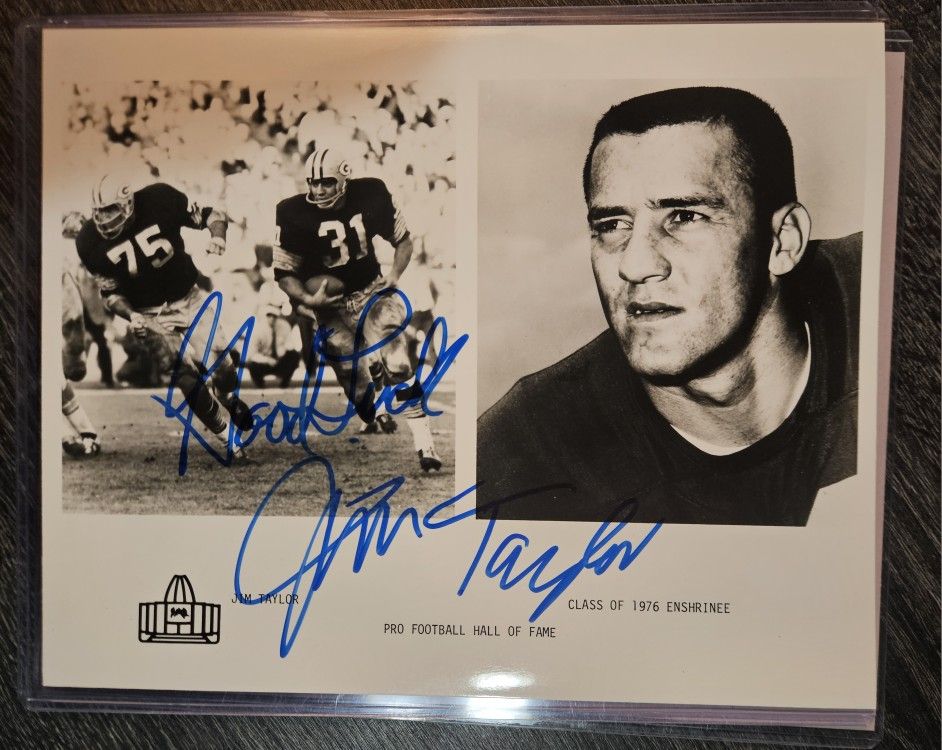 Signed Jim Taylor Green Bay Packers 8x10 Photo Autograph NFL Football Picture Auto HOF