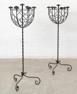Antique iron Gothic Candlestick Holders
