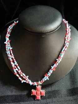 Layered Beads and Cross Necklace