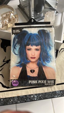Punk Pixie Wig Blue/Black Adult