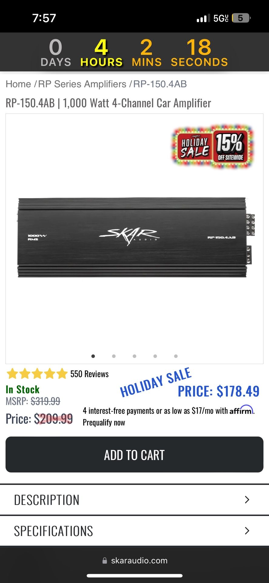 1000w 4 Channel  Amp