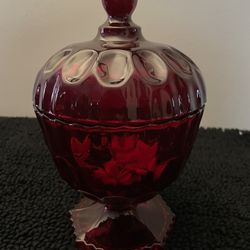 Antique/Vintage Ruby Red Glass Candy Dish              ( Valentines Gift )