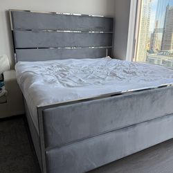 King Luxury Bed Frame 59 inch Tall Headboard