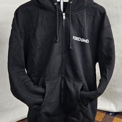 Men's Foreigner Tour 2018 Thread Shop Full-Zip Hooded Sweatshirt Hoodie Size Medium Black