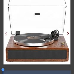 Turntable Record Player with Built-in Speakers, Vinyl Record Player Support Bluetooth Playback Auto Stop 33&45 RPM Speed RCA Line Out AUX in All-in-on