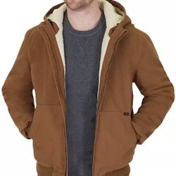 Lee Men's Workwear Lined Sherpa Jacket Secured Zipper Front pocket L Tobacco