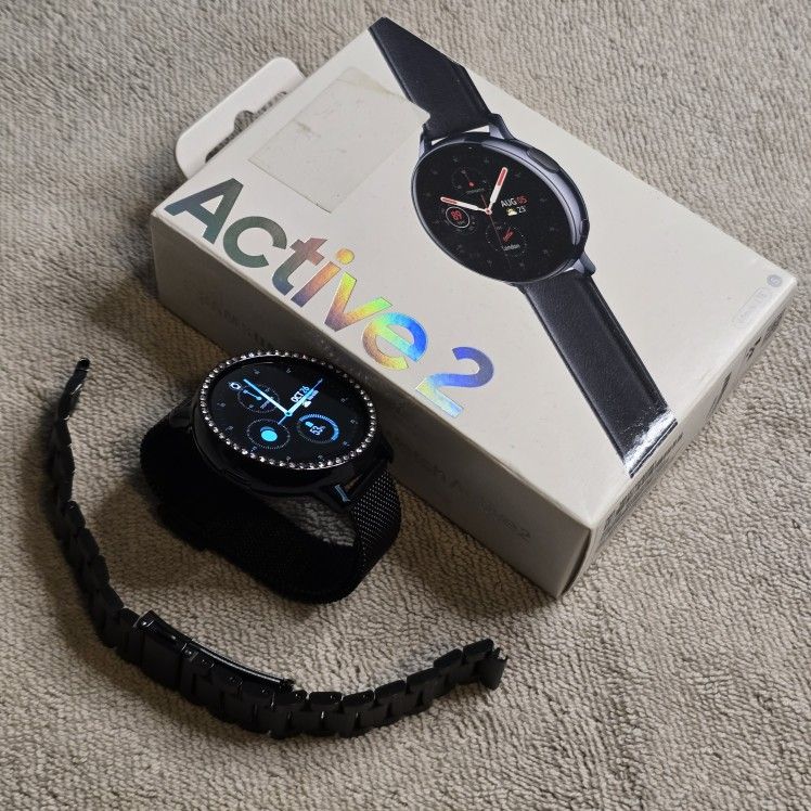 Unlocked Samsung Galaxy Watch Active 2 LTE 44MM Black Stainless Steel - Link Bracelet