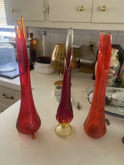 Vintage Ruby Red/Gold Vases