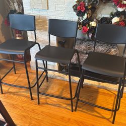 Ikea 3 Black Stools Chairs