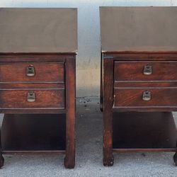 2 Vintage Mid Century Modern Nightstands End Side Table With Drawer Retro 1960's