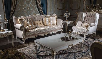 Handmade Baroque Living Room Set — Santana 7490 Solid Wood