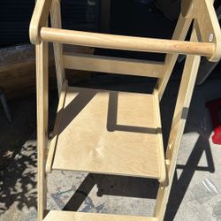 Foldable Toddler Kitchen Stool Helper, Toddler Tower with 3 Adjustable Height, Wooden Toddler Step Stool, Collapsible Toddler Tower, Toddler Stool for